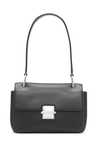 Image of Calvin Klein Women's Clove Triple Compartment Flap Shoulder Bag, Black/Silver, One Size