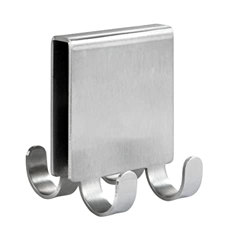 Image of WENKO Vieste Duo 23787100 Double Shower Hooks for Shower Screen with 4 Hanging Options Stainless Steel Matte 5.x6 x 7 cm