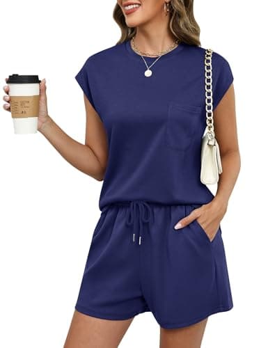 Image of Rapbin Lounge Wear Co Ord Sets for Women Uk Two Pieces Tracksuit Full Set Ladies Pjs Loungewear Sleepwear Homewear Navy Blue M
