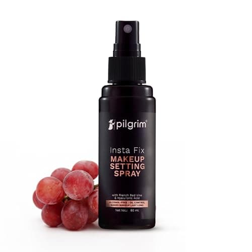 Image of Pilgrim Insta Fix Makeup Setting Spray 60ml | With Hyaluronic Acid & French Red Vine | Setting spray for makeup | Long Lasting | Makeup Fixer | Natural Finish | Oil control Formula & Shine free look.