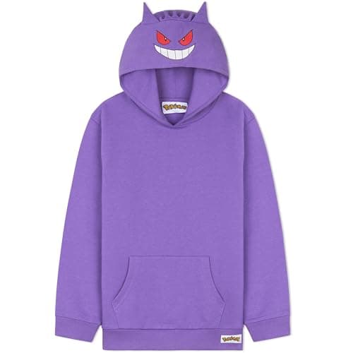 Image of Pokemon Hoodie for Boys Teens, Hooded Sweatshirt, Pikachu Eevee Pullover Casual Sports, Long Sleeve Jumper, Anime Gifts for Boys (7-8 Years, Purple Gengar)
