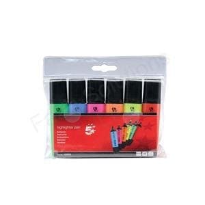 Image of 5 Star Highlighters Chisel Tip 1-5mm Line Assorted [Wallet 6]