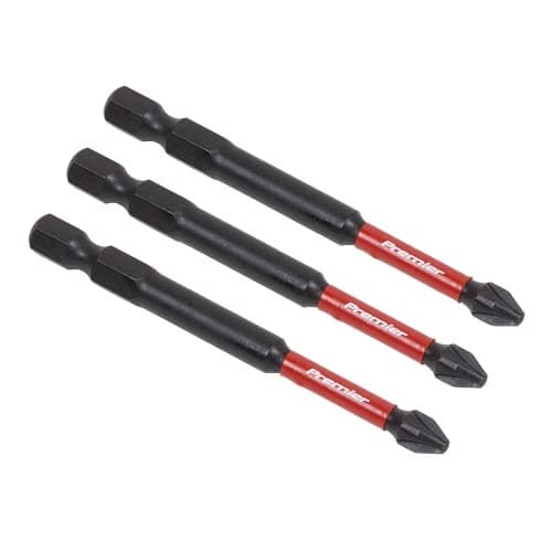 Image of Sealey AK8258 3pc 75mm Pozi #2 Impact Power Tool Bit Set