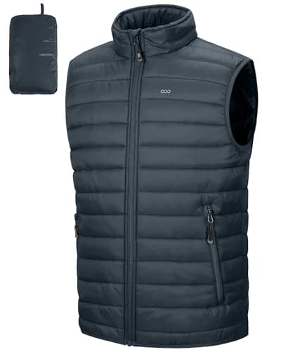 Image of 33,000ft Men's Lightweight Gilet, Packable Quilted Puffer Padded Vest Outerwear, Body Warmer Windproof Sleeveless Jacket for Golf Running Hiking Horse Riding Dark Grey XL