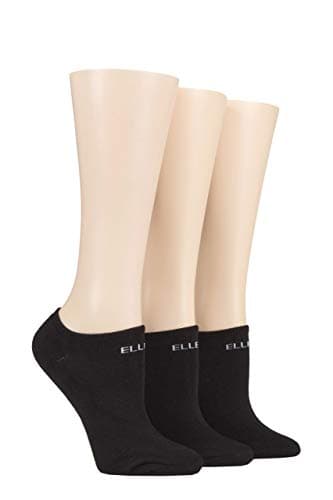 Image of ELLE Cushioned No Show Socks - Ladies Soft Breathable Bamboo Invisible Low Cut Socks Multipack of 3 Black Plains, 4-8