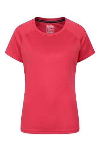 Image of Mountain Warehouse Endurance Women's T-Shirt - IsoCool UPF 30+ UV Protection Breathable Lightweight T-Shirt for Women Jogging Travel & Leisure, Coral red, 10