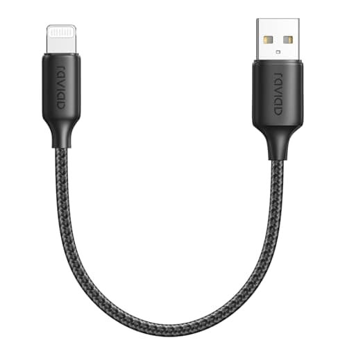 Image of RAVIAD iPhone Cable Short [30CM, MFi Certified] Nylon Braided iPhone Charger Cable USB Fast Charging Lightning Cable for iPhone 14 13 12 11 Pro Max X XS XR 10 8 8 7 Plus 6 6s 5s 5 SE 2020 -Black
