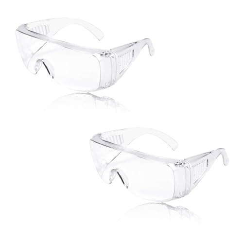 Image of Yuannee Clear Safety Glasses,2 PCS Anti Fog Safety Glasses Over-Glasses Protective Transparent Protective Glasses Lab Goggle Side Shields for Construction Laboratory Chemistry Class