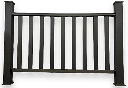 Image of Tuda Grass Direct Composite decking balustrade railing kit - 1.5m - full kit - grey - teak - black (Extra Post Kit)