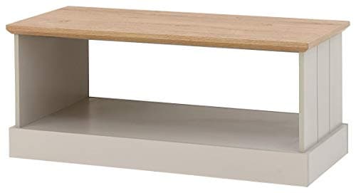 Image of GFW Kendal Grey Coffee Table With Contrast Oak Top For Living Room, Features Storage Shelf For Display Living Room Entertainment, Media Accessories & Books, Oak/Grey, H43 x W100 x D47cm
