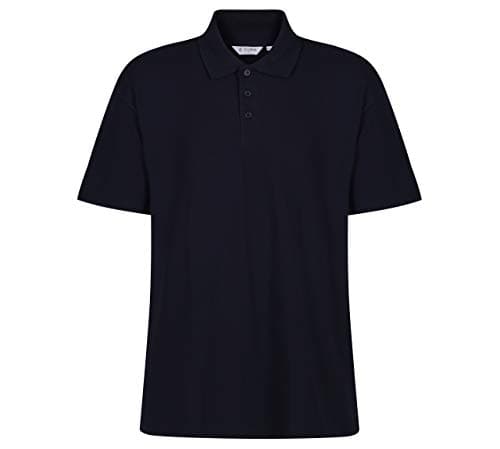 Image of Trutex Kids Navy Blue Plain School Polo Shirts – Short Sleeve Cotton-Rich Unisex PE Kit Polos for Boys and Girls – Ages 15-16