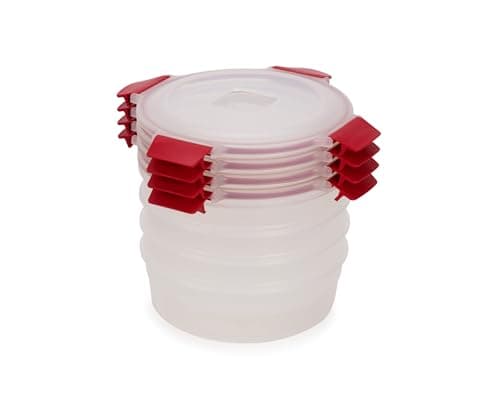 Image of Joseph Joseph Nest Lock Round Food Containers, 4 Piece Lunch Box & Meal Prep Set Reusable, Airtight Plastic Food Containers with Lids, 1L Storage