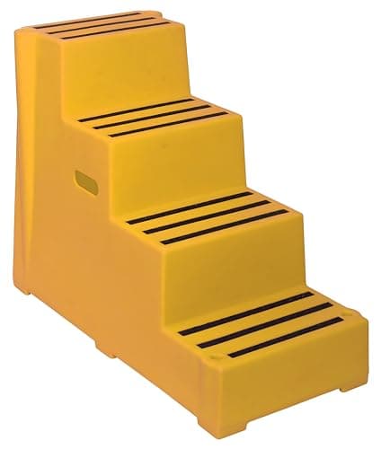 Image of 4 Tread Heavy Duty Safety Steps Moulded Plastic 260KG Capacity Industrial Anti Slip Footstep Warehouse Equestrian Platforms (Yellow)