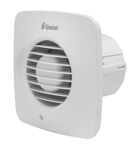 Image of Xpelair Simply Silent DX100BS 4 Inch/100mm Simply Silent Bathroom Extractor Fan,Wall,Ceiling and Window fitting,Adjustable Twin Speed,Ghost Air Movement Technology for Quiet Running, Square,White