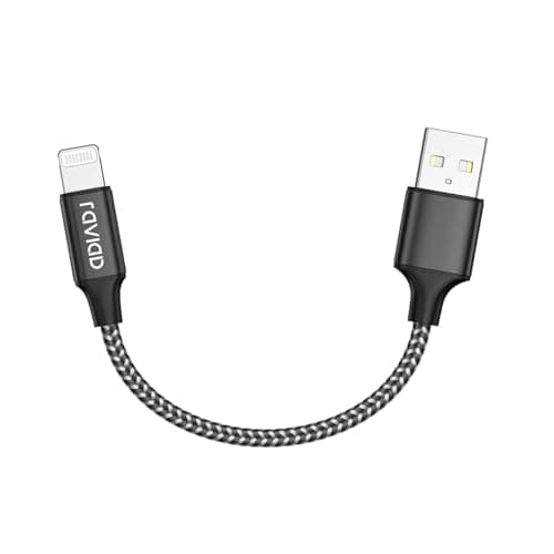 Image of RAVIAD iPhone Cable Short [0.5FT/15CM, MFi Certified] Nylon Braided iPhone Charger Cable USB Fast Charging Lightning Cable for iPhone 11 Pro Max X XS XR 10 8 8 7 Plus 6 6s 5s 5 SE 2020 - Black