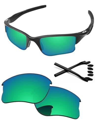 Image of PapaViva Replacement Lenses & Rubber Kits for Oakley Half Jacket 2.0 XL OO9154 62mm Sunglass Emerald Green Polarized