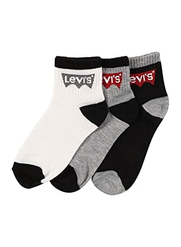 Image of Levi's Boys Lhn Batwing Midcut 3pk Xl0078 Socks, BLACK, 9-11 Years UK