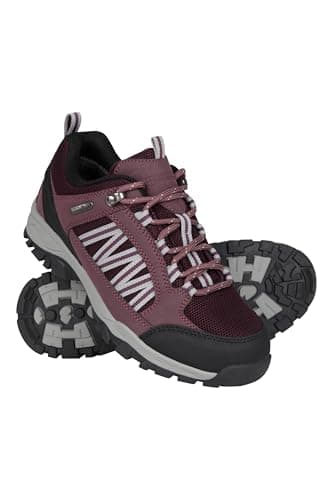 Image of Mountain Warehouse Path Waterproof Womens Walking Shoes - Breathable Ladies Shoe, Mesh Lining, High Traction Sole Hiking Shoes - for Spring Summer, Trekking Purple Adult Shoe Size 6