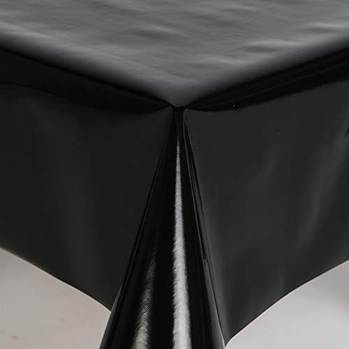 Image of Home Expressions Plain Black Pvc Wipe Clean Vinyl Oilcloth Tablecloth with Textile Backing (100cm x 140cm Rectangle)