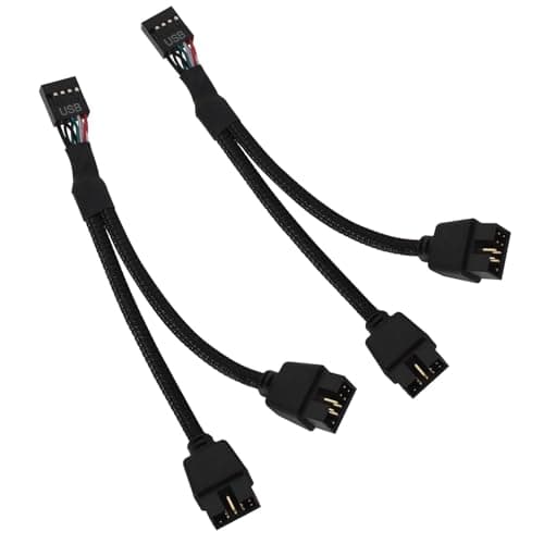 Image of Colexy Motherboard USB 2.0 9pin Header 1 to 2 Extension Hub Splitter Adapter, 2 PCS USB 2.0 9 Pin Splitter, USB Cable Splitter 1 to 2, Computer Motherboard USB Extension (Black)