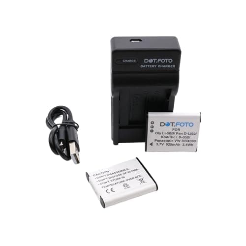 Image of Dot.Foto LI-50B, LI-50BA, LI-50BB Premium 925mAh Battery (2-pack) & LI-50C type USB Battery Charger for Olympus SP 810 800UZ u6010 u6020 u9010 SZ14 SZ16 D755 u1010 SZ30 SZ20
