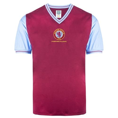 Image of Aston Villa 1982 Champions of Europe Retro Shirt Claret/Sky Large Cotton