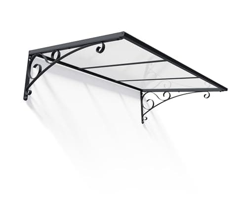 Image of Palram Venus 1350 Clear Canopy Rain Protector Entryway Door Cover - Grey