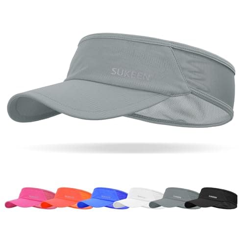 Image of Sukeen Sun Visor Hat, UPF 50+ UV Sun Protective, Running Golf Hat, Cooling Elastic Visor with Breathable Sweatband, Sport Cap for Tennis Cycling Gery Grey