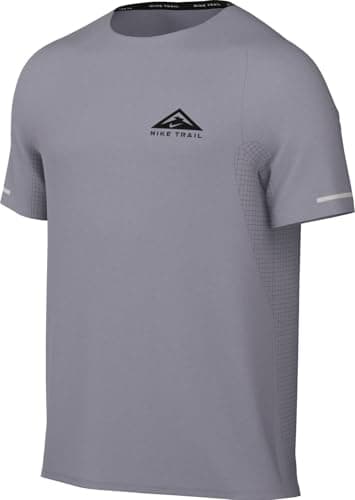 Image of Nike Trail Solar Chase Dri-Fit DV9305-078 Men's Short Sleeve Running Top, Cement Grey/Black, XL