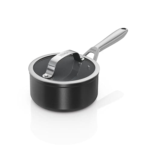 Image of Ninja ZEROSTICK Ceramic Pro 16 cm Saucepan with Glass Lid, Scratch Resistant, Made PTFE-Free, All Hob Compatible, Black, CW30216UK