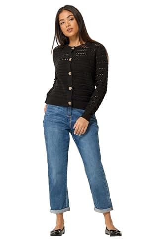 Image of M&Co Petite Crochet Cardigan - Women's Black