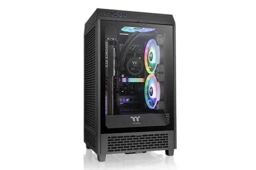 Image of Thermaltake Tower 200 Mini-ITX Computer Case, 2x140mm Pre-Installed CT140 Fans, Supports GPU Length Up to 380mm - Black (CA-1X9-00S1WN-00)