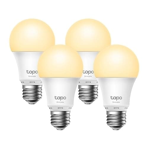 Image of Tapo TP-Link Tapo L510E Smart WiFi Light Bulb E27, Dimmable 8.7 W, No Hub Required, Compatible with Alexa, Google Assistant, Procedures and Schedules, Absence Mode, Tapo App (4 Pack), White