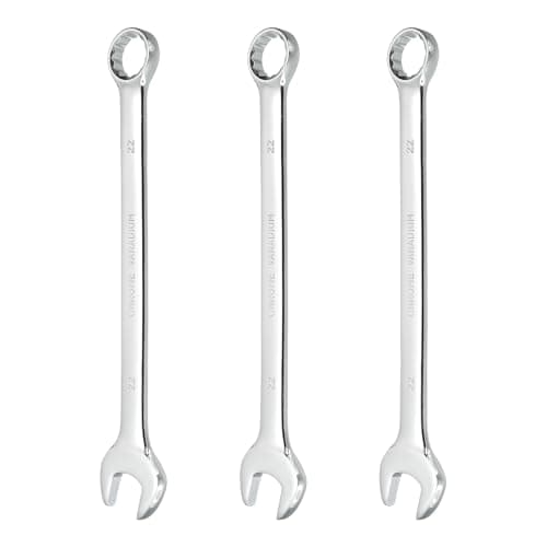 Image of sourcing map 3Pcs Combination Wrench 22mm Metric 12-Point Box and Open End CR-V Steel Double Ended Spanner Tool for Automotive Pipe Furniture Machinery DIY Repair, Silver White