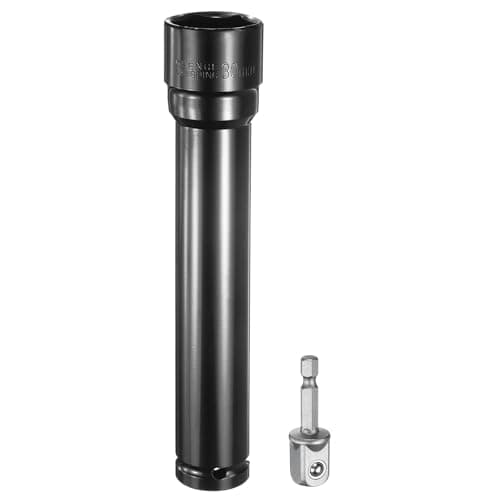 Image of sourcing map Deep 6-Point Impact Socket 1/2" Drive 30mm Metric Socket 8" Length with 1/4" Hex Shank Adapter, CR-V Steel Socket Adapter Accessory Tool Set Kit for Hex Bolts Nuts
