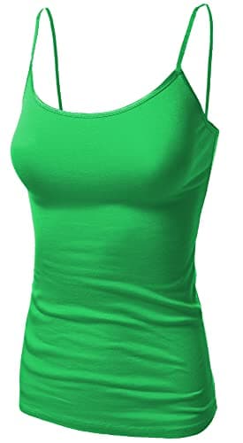Image of Basic Camisole Cami Strappy Vest Top for Women Ladies and Girl Plus Size Jade Green