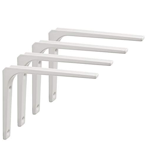 Image of Sayayo Shelf Bracket Corner Brace Angle Bracket Shelf Support Wall Hanging 150mm*125mm, Metal Bright White Finished, 4 Pcs, EJR150W-4P