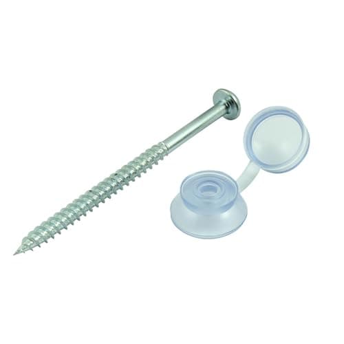 Image of [FIXINGS DIRECT] Corrugated Sheet Fixings - Black Or Clear + Spacers | Plastic Roofing Screws with Caps | Spacers Corrugated Roofing Sheet Screws | Shed Sheets (Clear (10x3))