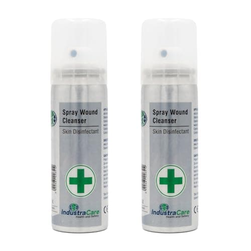 Image of IndustraCare 70ml Spray Wound Cleanser - Clean & Disinfect Minor Wounds, First Aid Aerosol - Twin Pack