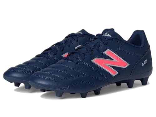 Image of New Balance Men's 442 Academy Fg V2 Soccer Shoe, Nb Navy/Silver/Energy Red, 9.5 UK