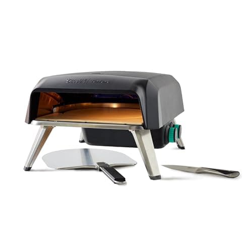 Image of Jamie Oliver by Tefal Gas Rotating Stone Pizza Oven, Homemade Pizza Maker with Jamie Oliver Chefs Knife, 20cm