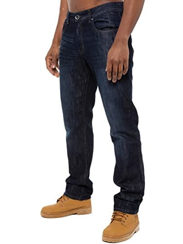 Image of 989Zé ENZO Mens Jeans Straight Leg Classic Fashion Regular Fit Cotton Basic Denim Pants Trousers EZ408 Indigo 34W / 34L