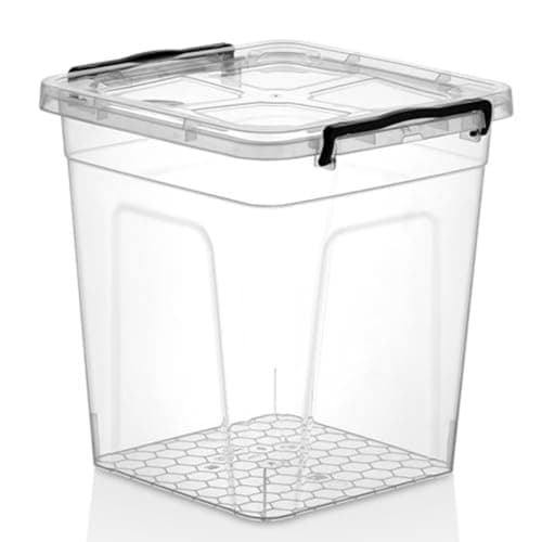 Image of Easy Shopping® Clear Plastic Deep Storage Box with Locking Lid Food Grade Container Ideal for Kitchen, Home, Office, Travel & More Stackable, Multiple Sizes (15 Litre)