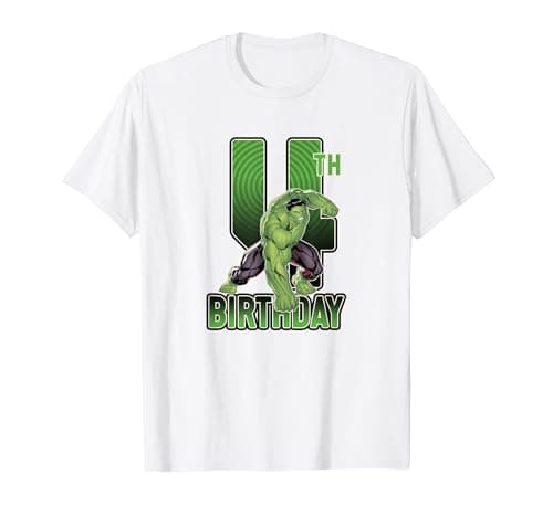 Image of Marvel Hulk Smash 4th Birthday T-Shirt, Men, White, Medium