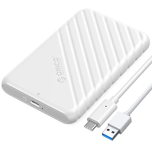 Image of ORICO 2.5 inch USB C Hard Drive Enclosure USB 3.1 Gen 1 to SATA III External Hard Drive Case for SSD HDD 9.5 7mm Tool-free with UASP, White (25PW1-C3)