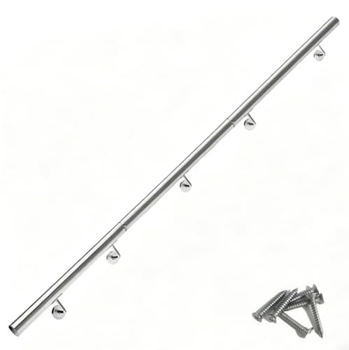 Image of Stainless Steel Handrail 3M / 10FT Stair Handrail Magtctyae Handrail for Stairs Banister Rail Support Kit Indoor Outdoor Wall Mounted Stair Railing with Brackets Staircase Handrail Chrome Silver