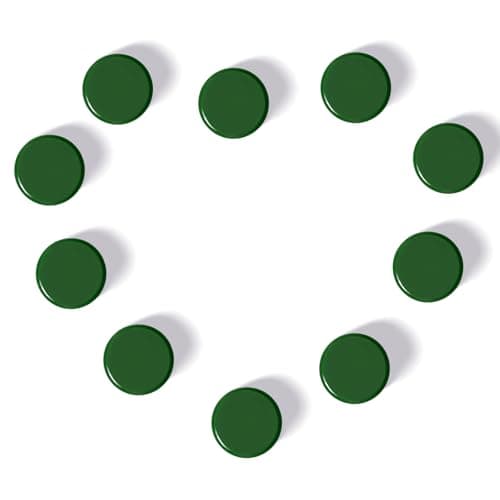 Image of QOJOPU Fridge Magnets, 10PCS Strong Magnet for Notice Board, Mini Round Heavy Duty Magnets for Crafts, Small Magnets for Adults, Dark Green Whiteboard Magnet, Cute Magnetic Dots for Office, School
