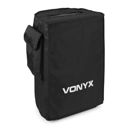 Image of VONYX SC12 Universal 12 Inch Speaker Bag - Durable Nylon Carry Case Cover with Telescopic Handle Opening & Accessory Storage Pocket for AP, SPJ, Skytec, QTX & QR PA Speakers, Black