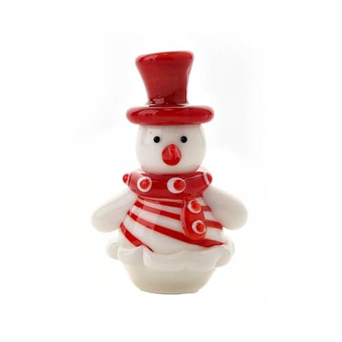 Image of Widdle Gifts Objets D'Art Objets dArt Miniature Glass hand blown Ornament (Snowman Red Scarf 0787)