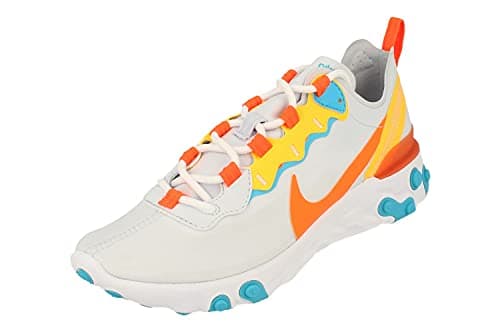 Image of NIKE React Element 55 Womens Running Trainers BQ2728 Sneakers Shoes (UK 4 US 6.5 EU 37.5, Football Grey Hyper Crimson 011)